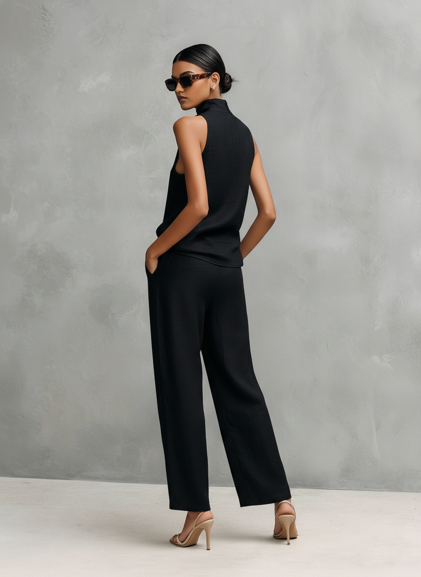 Amelia | Elegant Black Cotton Linen