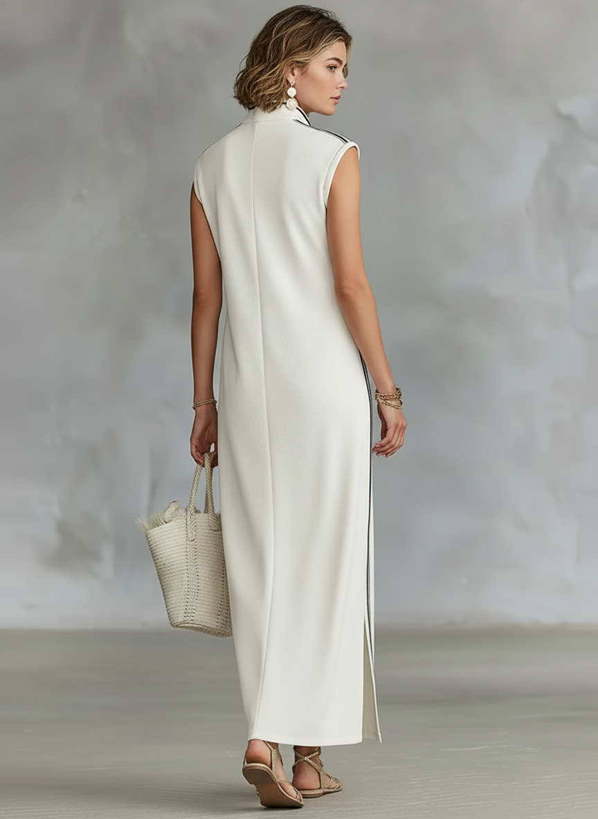 Eden | Athletic-Style Sleeveless Henley Maxi