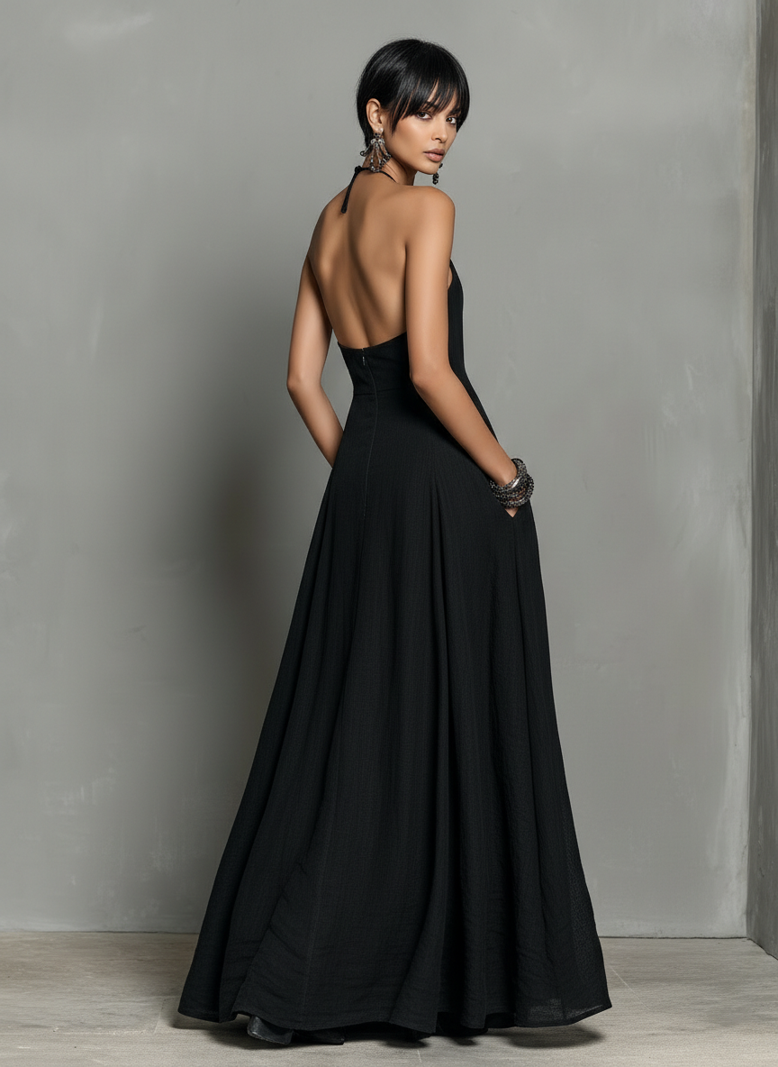 Antonia | Linen Blend Halter Neck