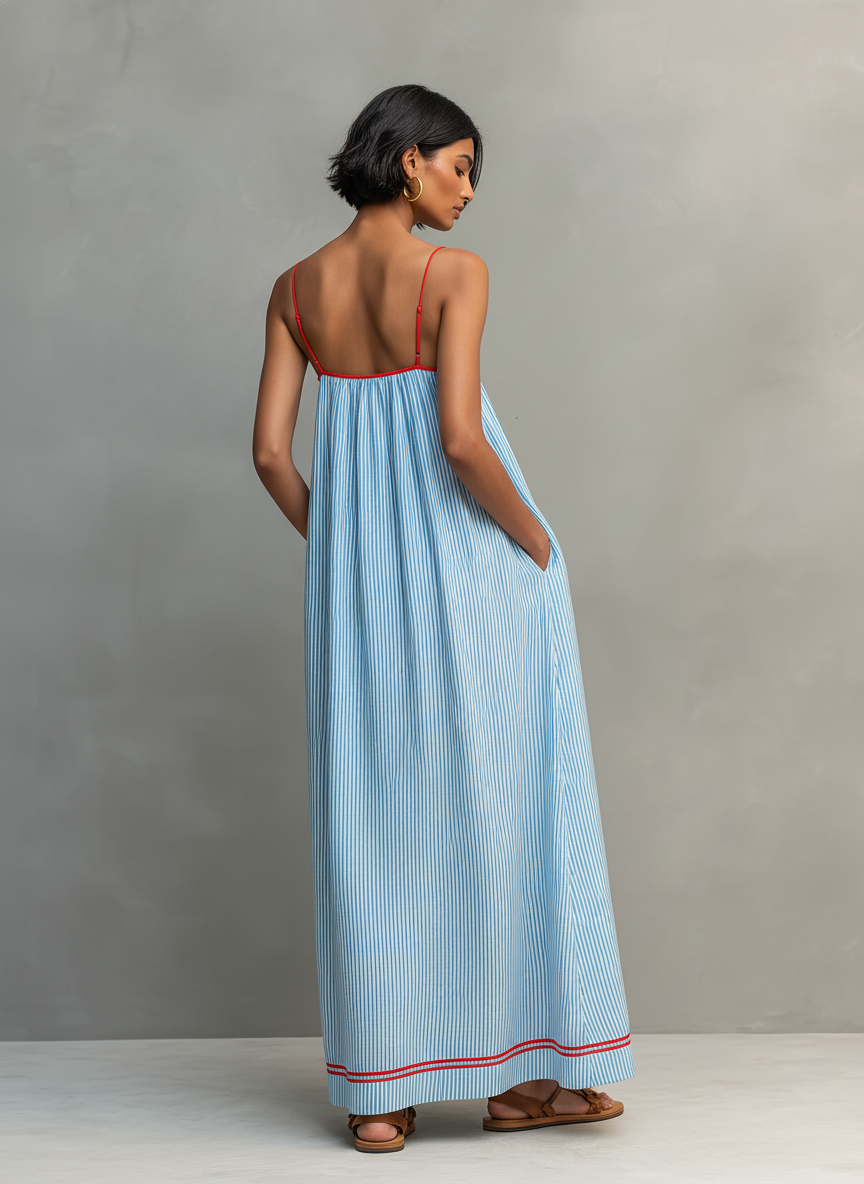 Abigail | Striped Maxi Dress Red