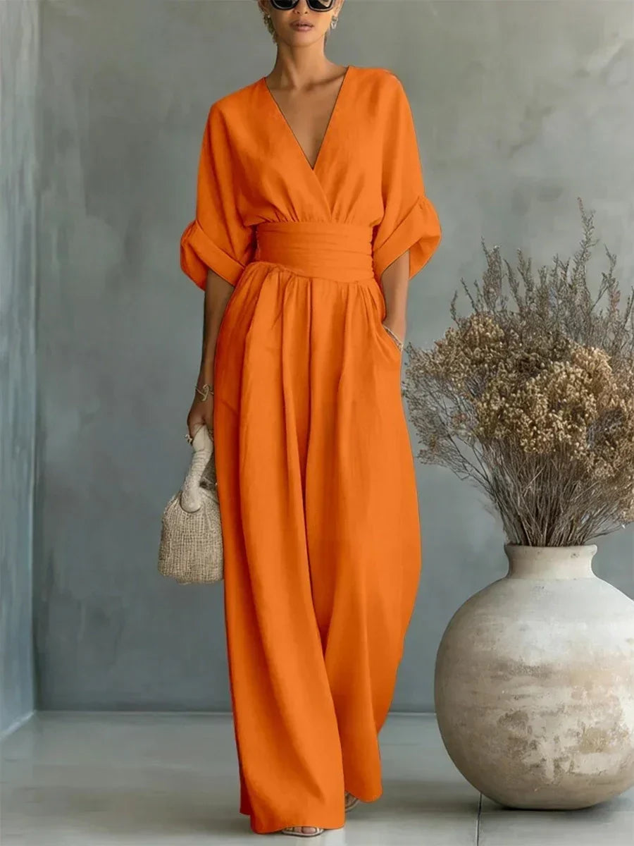 Maya | V-Neck High-Waisted Jumpsuit