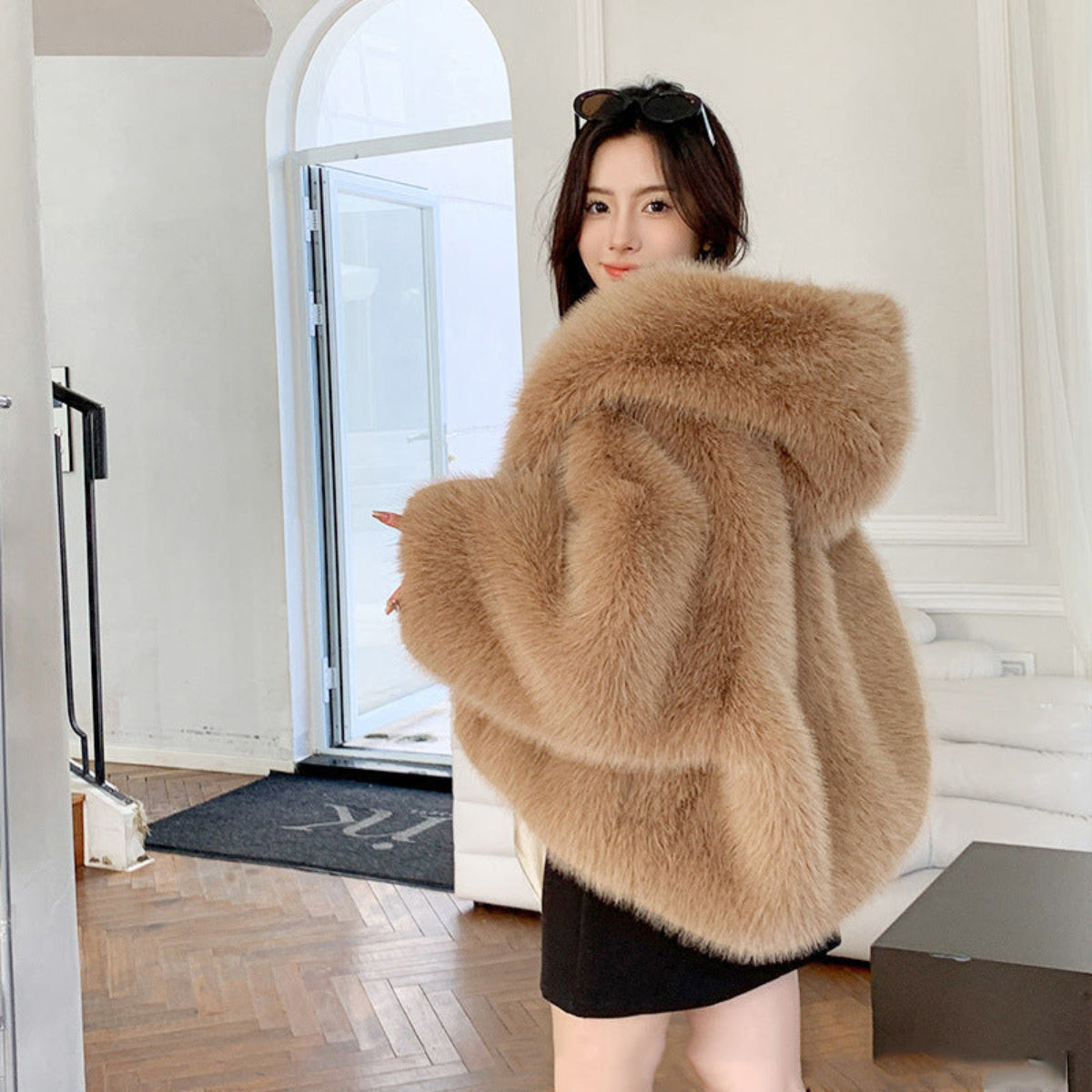 Stella | Hooded Faux Fur Coat