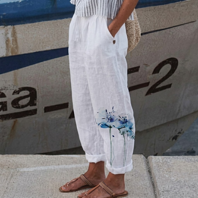 Helena | Elegant Vintage Floral Print Pants