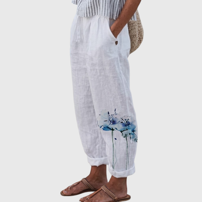 Helena | Elegant Vintage Floral Print Pants