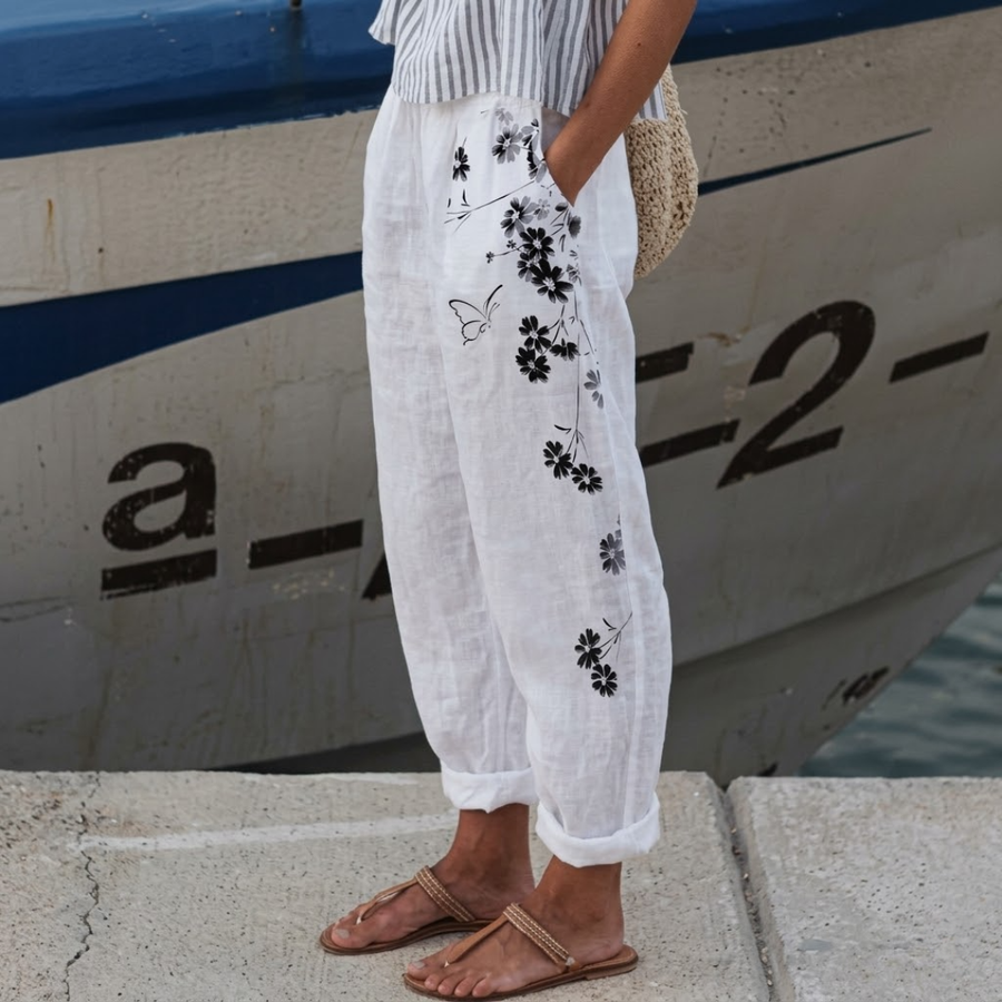 Kaitlyn | Elegant Vintage Floral Print Pants