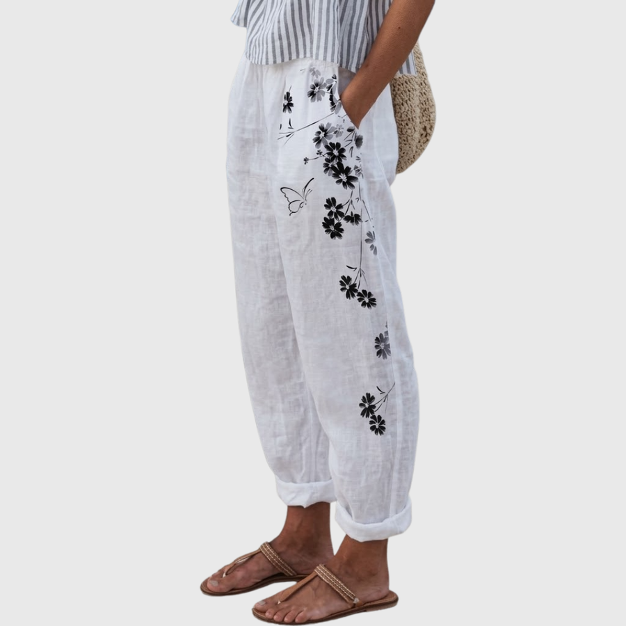 Kaitlyn | Elegant Vintage Floral Print Pants