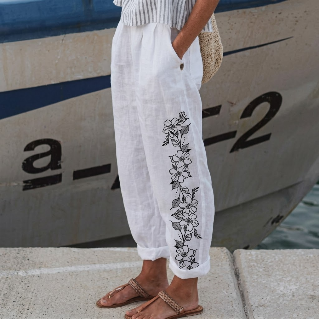 Lana | Elegant Vintage Floral Print Pants