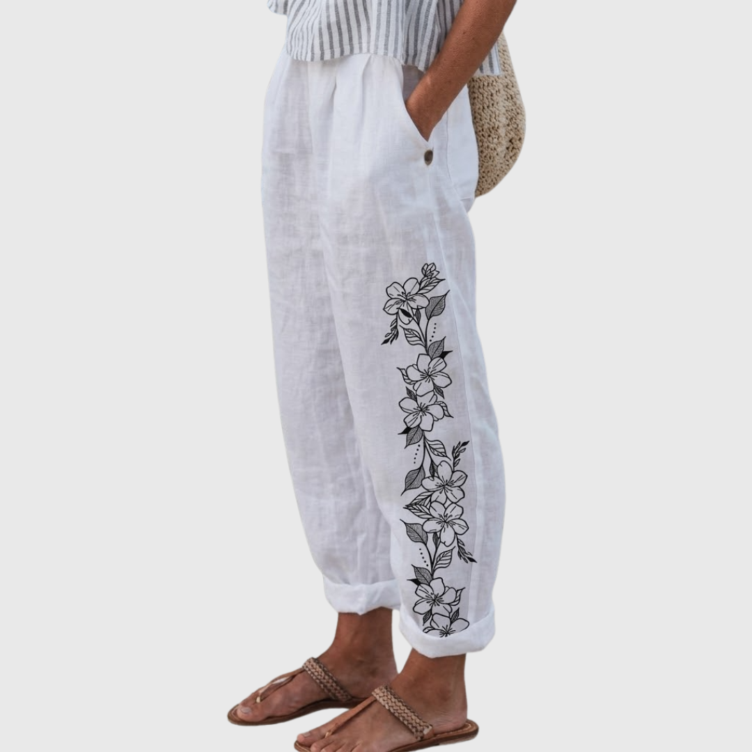 Lana | Elegant Vintage Floral Print Pants