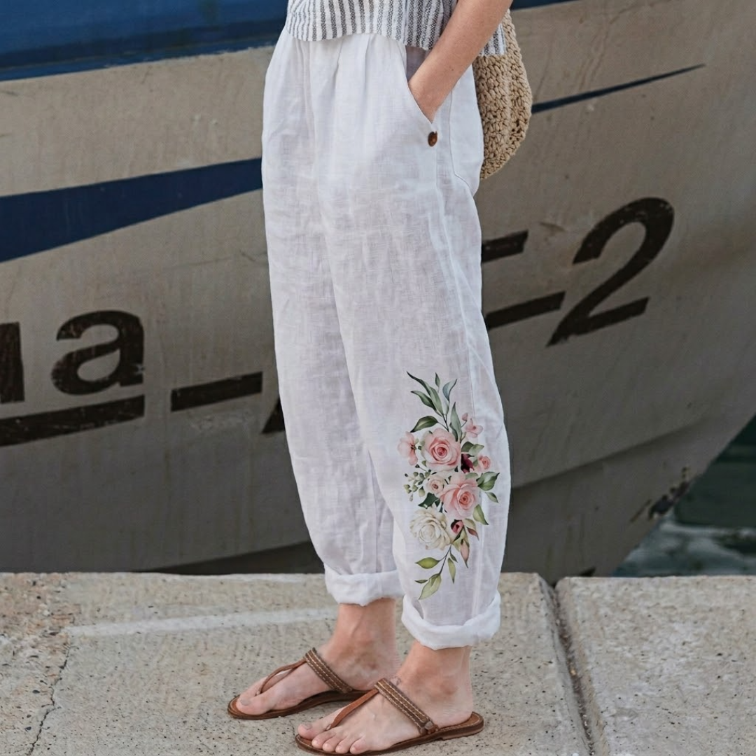 Nadine | Elegant Vintage Floral Print Pants