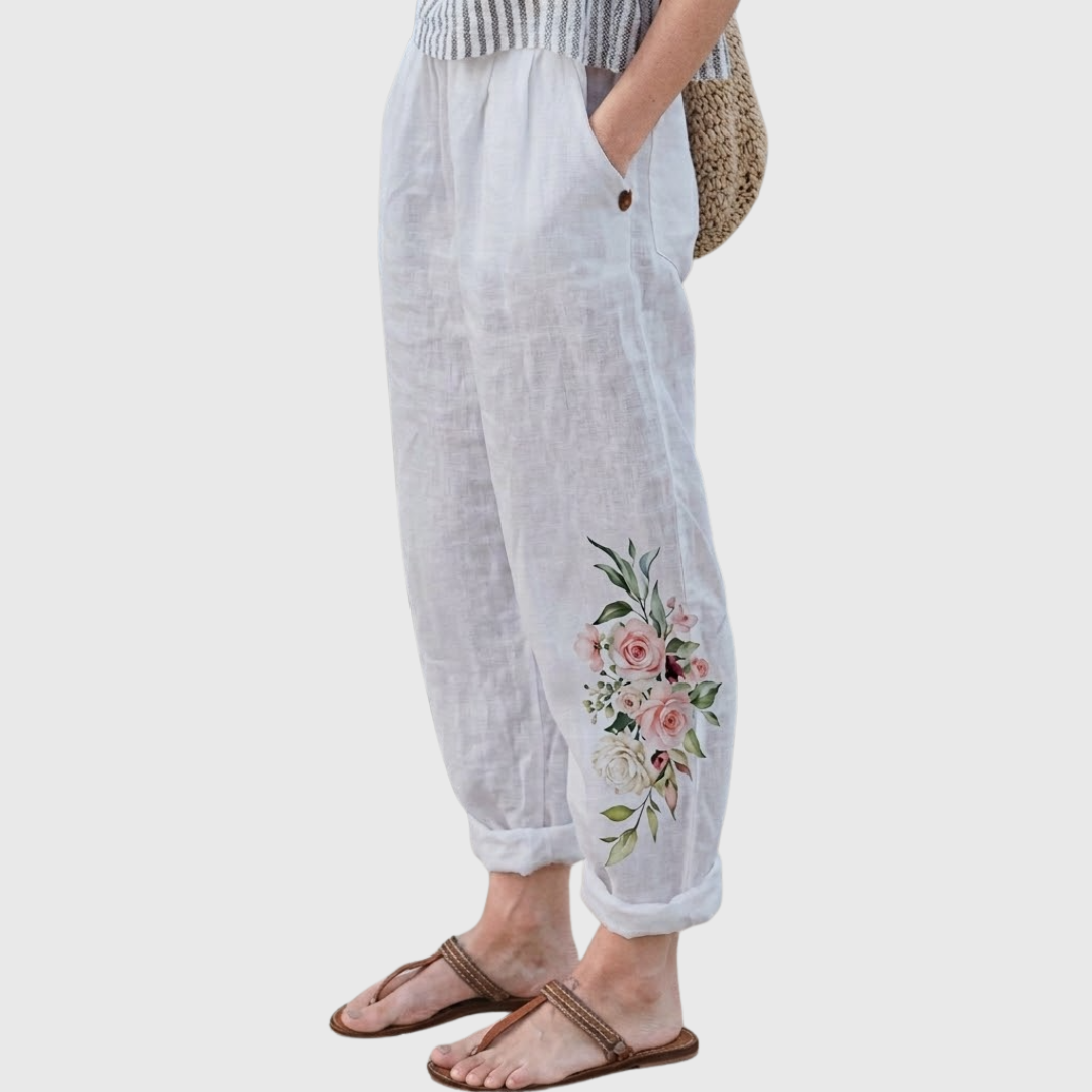 Nadine | Elegant Vintage Floral Print Pants