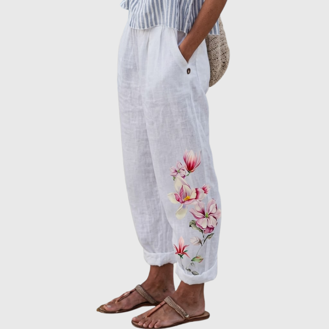 Sonia | Elegant Vintage Floral Print Pants