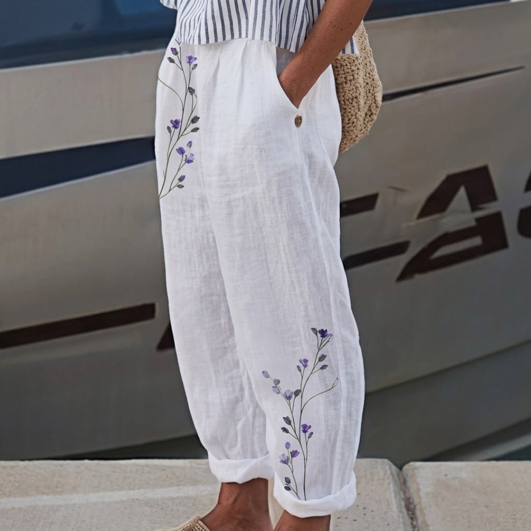 Brianna | Elegant Vintage Floral Print Pants