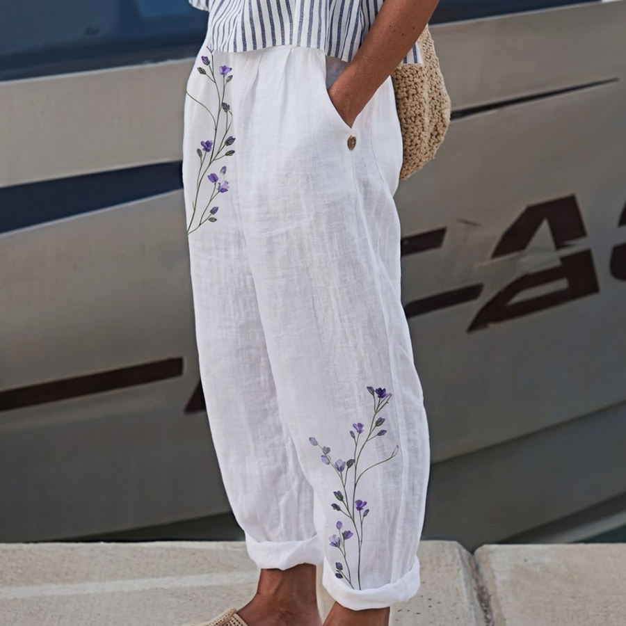 Brianna | Elegant Vintage Floral Print Pants