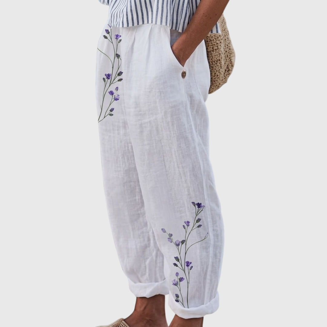 Brianna | Elegant Vintage Floral Print Pants