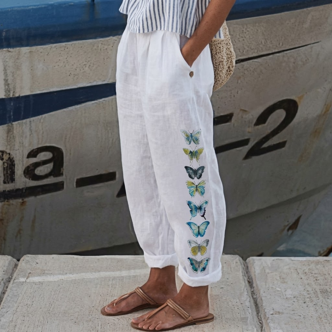 Deidre | Elegant Vintage Floral Print Pants