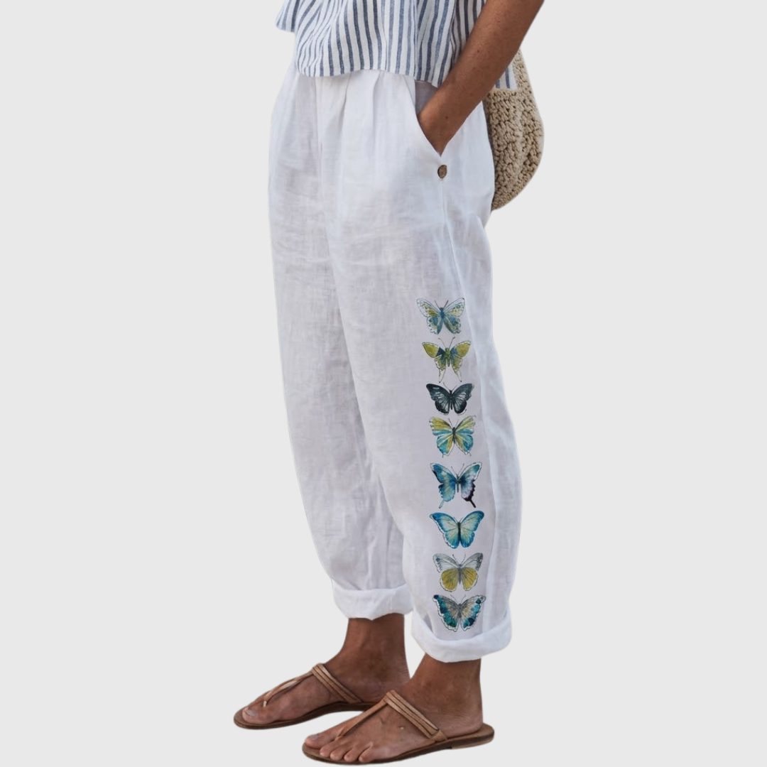 Deidre | Elegant Vintage Floral Print Pants