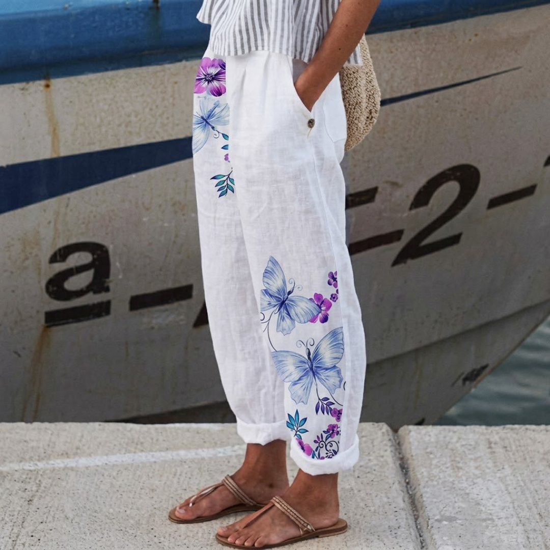 Francine | Elegant Vintage Floral Print Pants