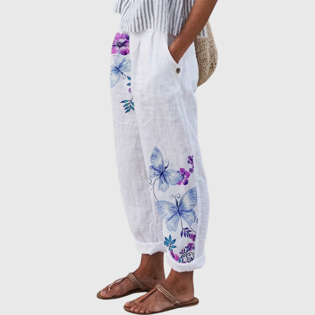 Francine | Elegant Vintage Floral Print Pants