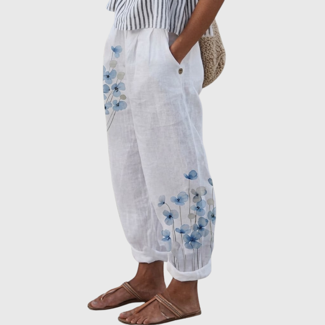 Irma | Elegant Vintage Floral Print Pants