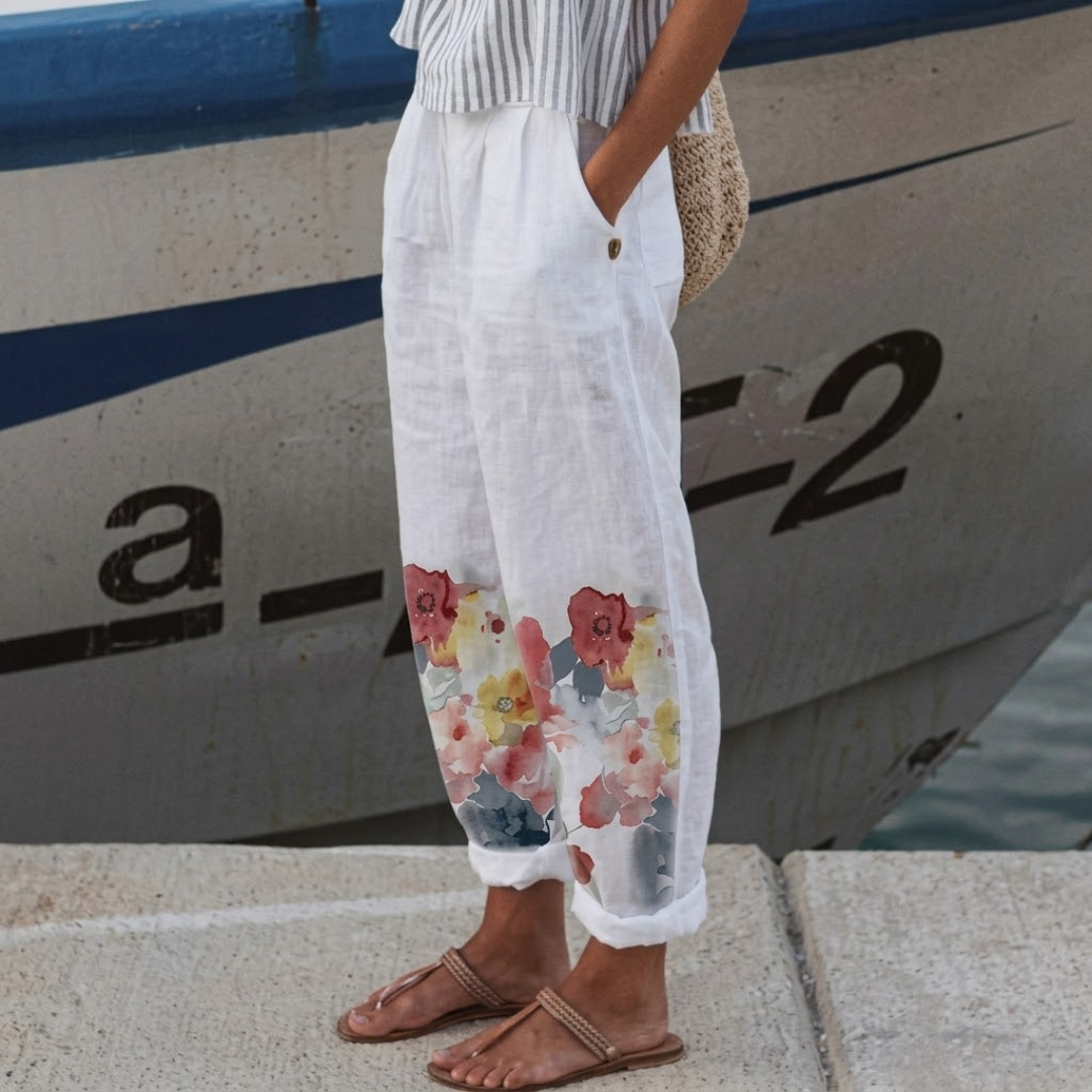 Leanne | Elegant Vintage Floral Print Pants