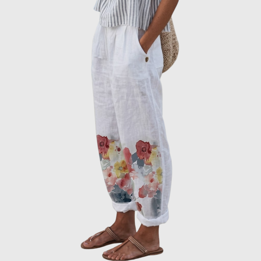 Leanne | Elegant Vintage Floral Print Pants