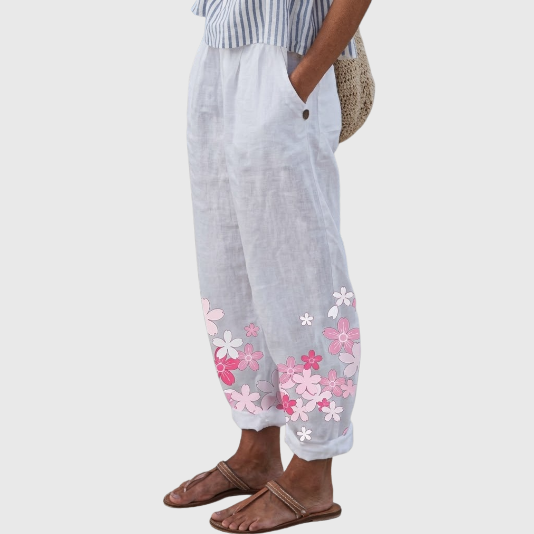 Paula | Elegant Vintage Floral Print Pants
