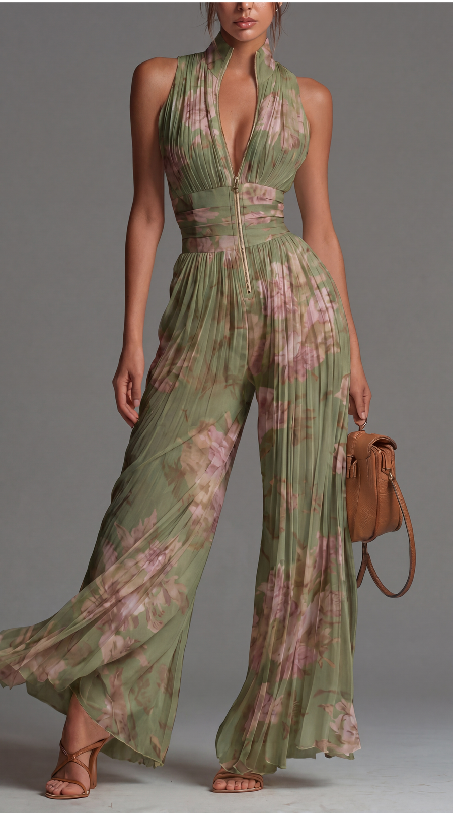 Eloise | Pleated Chiffon Floral Romper