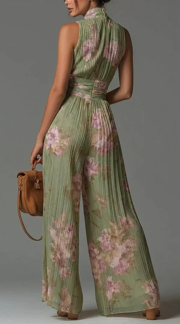 Eloise | Pleated Chiffon Floral Romper
