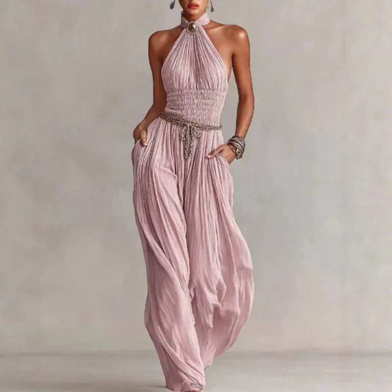 Georgina | Chiffon Pleated Halter Romper