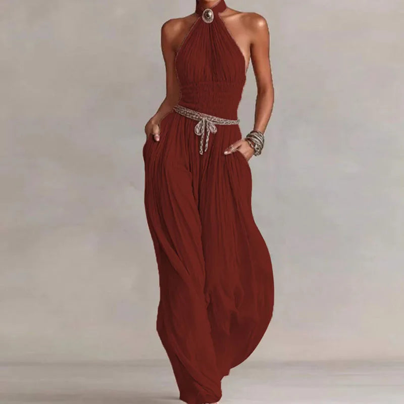 Harriet | Chiffon Pleated Halter Romper