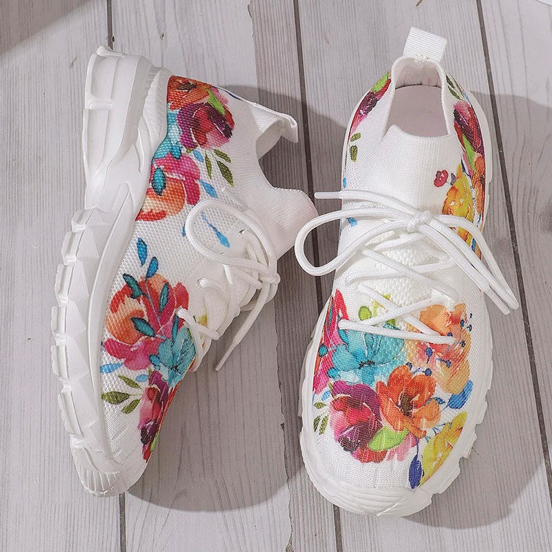Katherine | Floral Knitted Sneakers