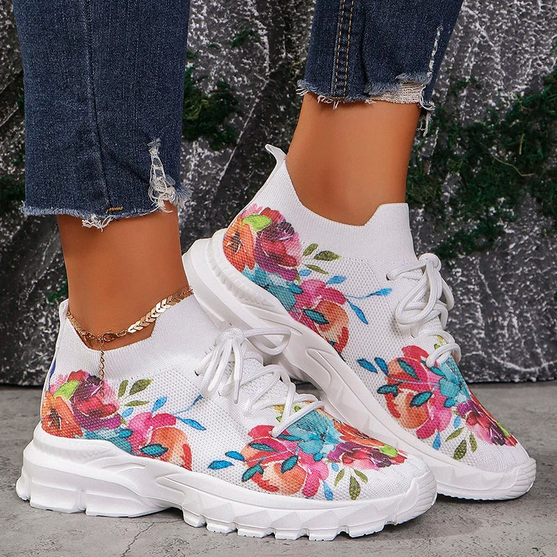 Katherine | Floral Knitted Sneakers