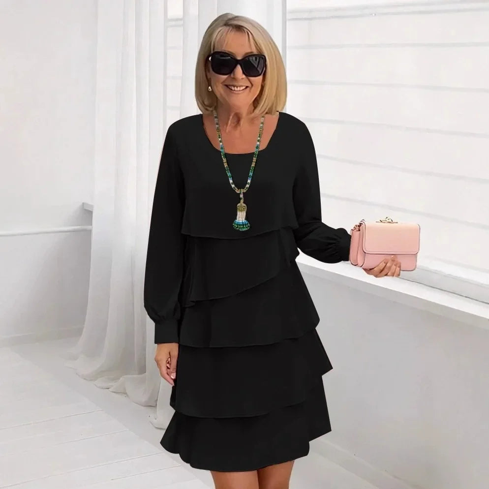 Margaret | Elegant Comfort Ruffle Dress Long Sleeve