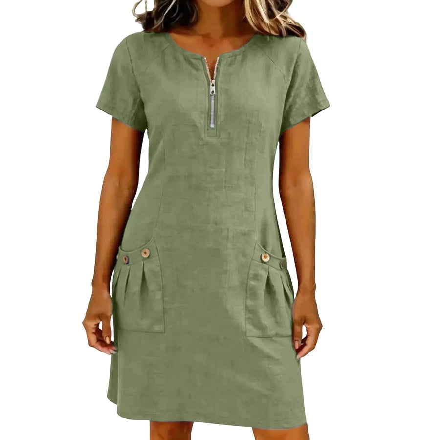 Ferngrove | Zip Front Linen Dress