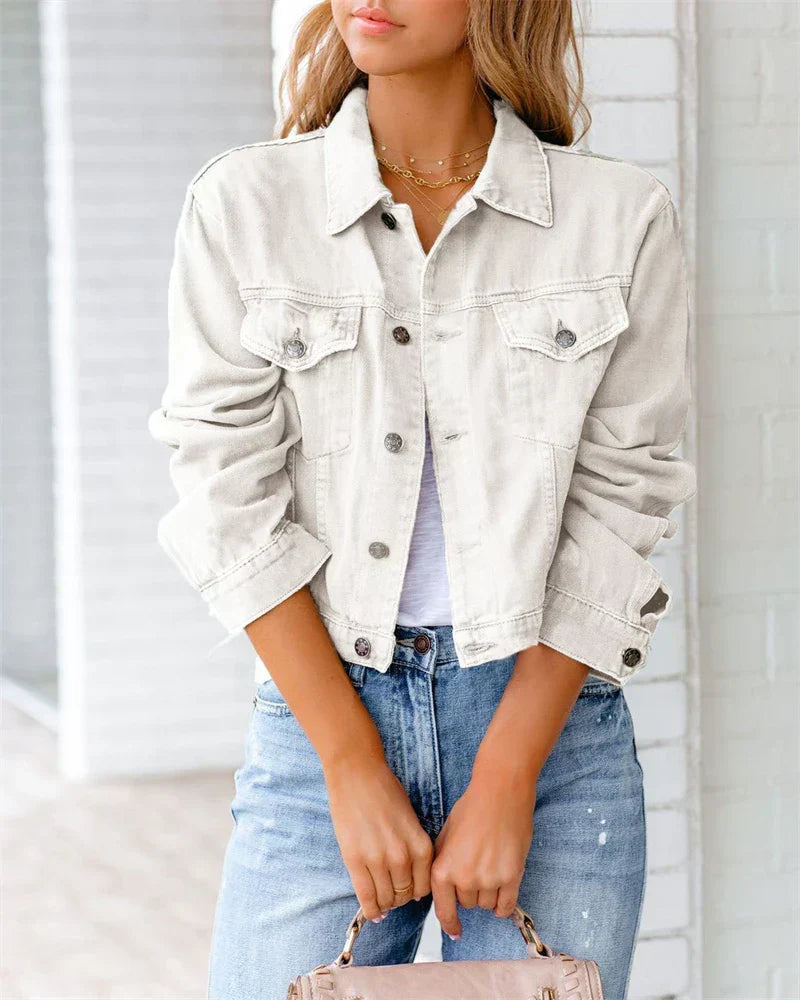 Genevieve | White Denim Jacket