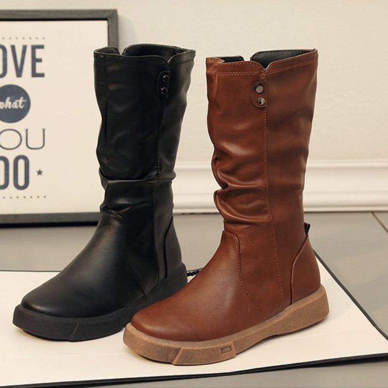 Thea | Waterproof Vegan Leather Boots with Zipper