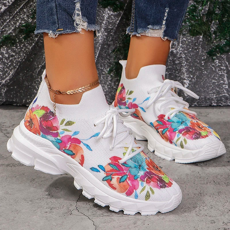 Katherine | Floral Knitted Sneakers