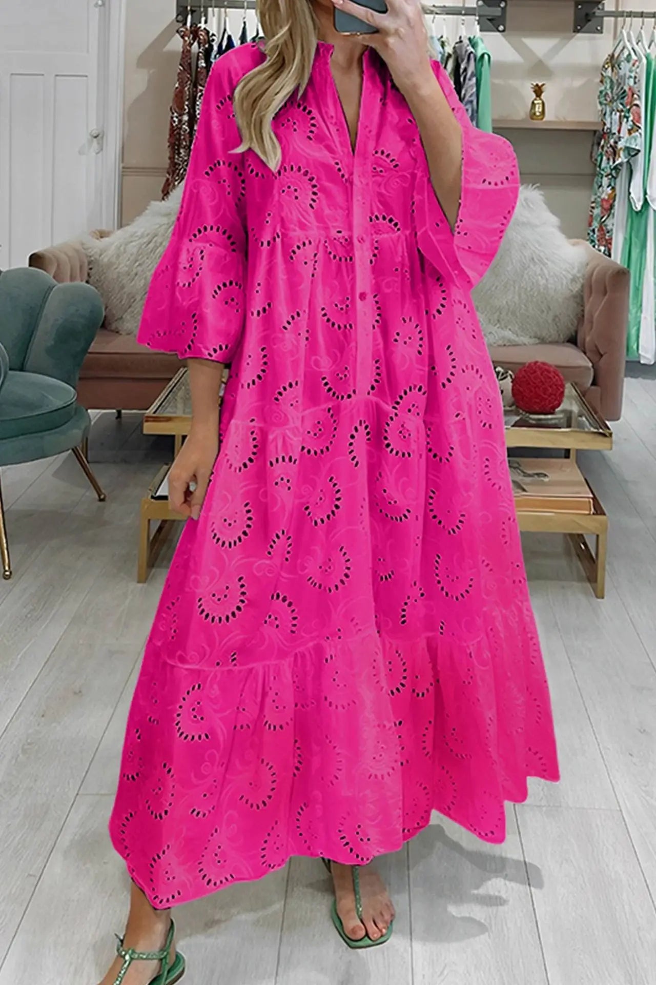 Grace | Embroidered V-Neck Maxi Dress