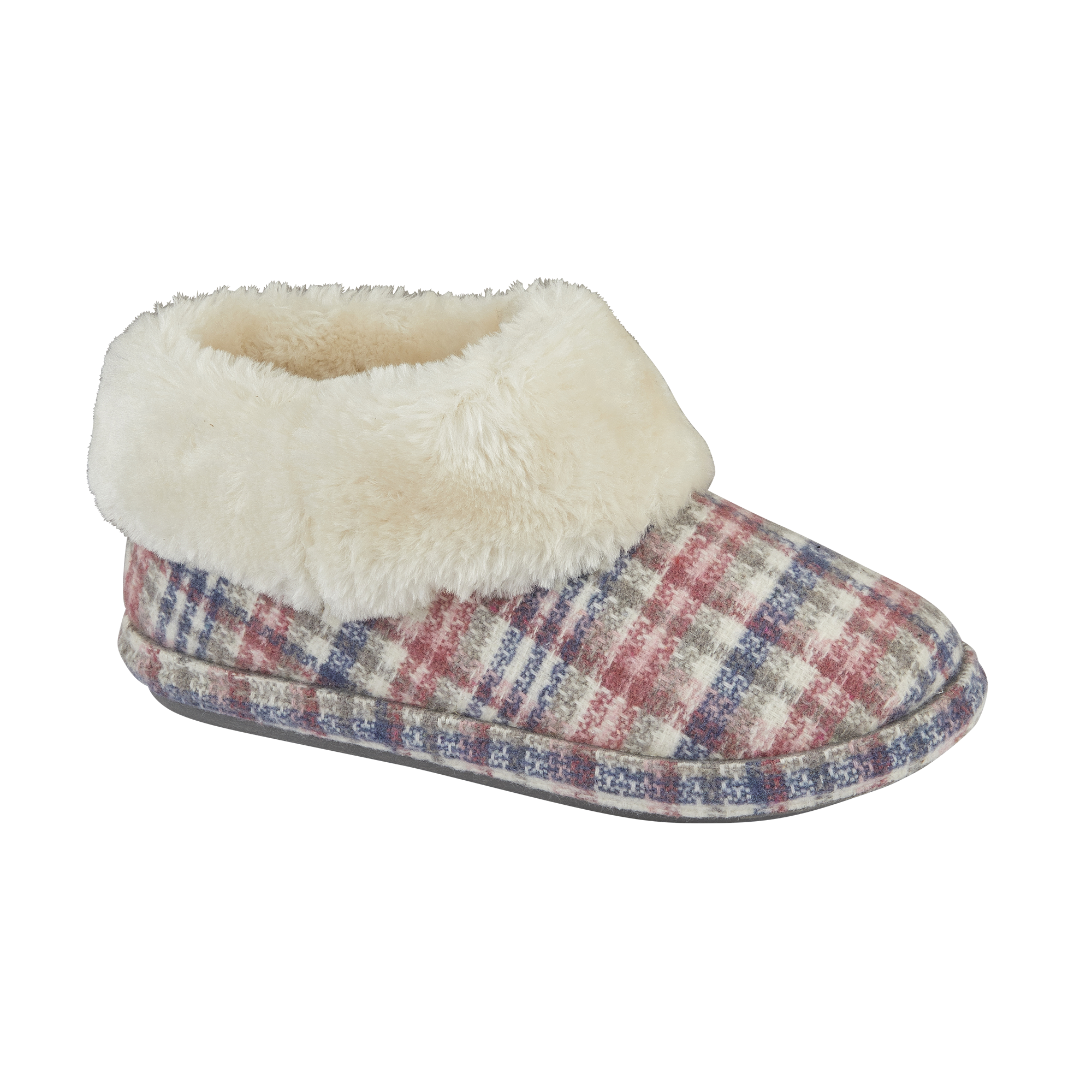 Elke | Pink Tartan Ankle Bootee Slippers
