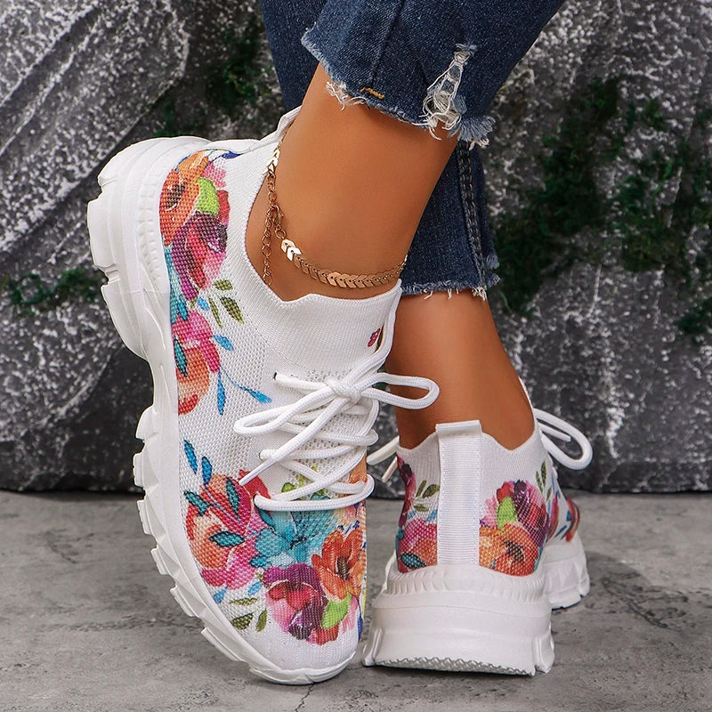 Katherine | Floral Knitted Sneakers