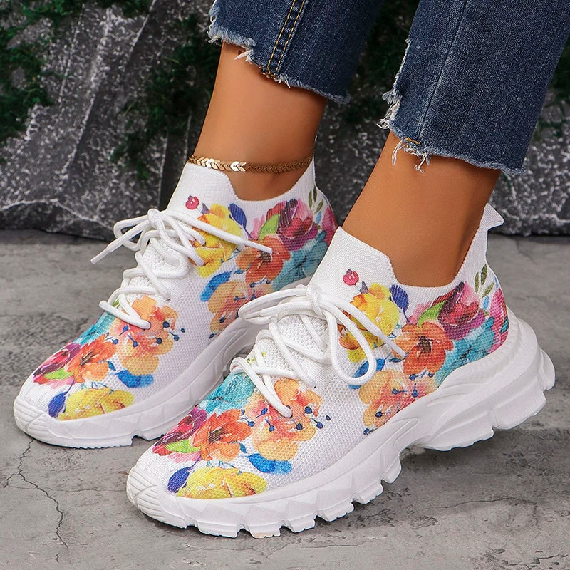 Katherine | Floral Knitted Sneakers