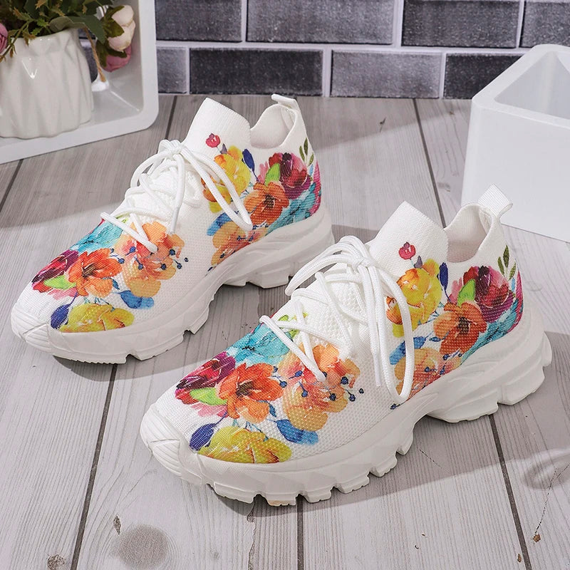 Katherine | Floral Knitted Sneakers
