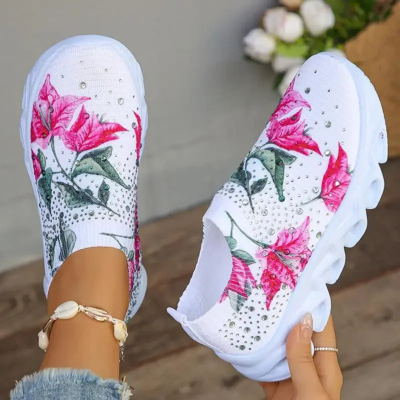 Margaret | Chunky Heel Floral Sneakers