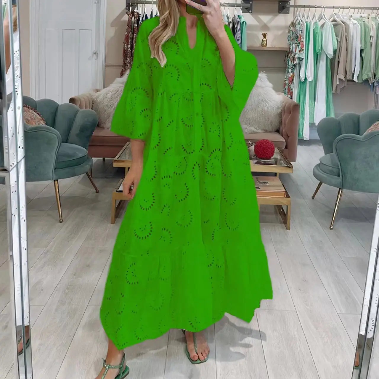 Grace | Embroidered V-Neck Maxi Dress