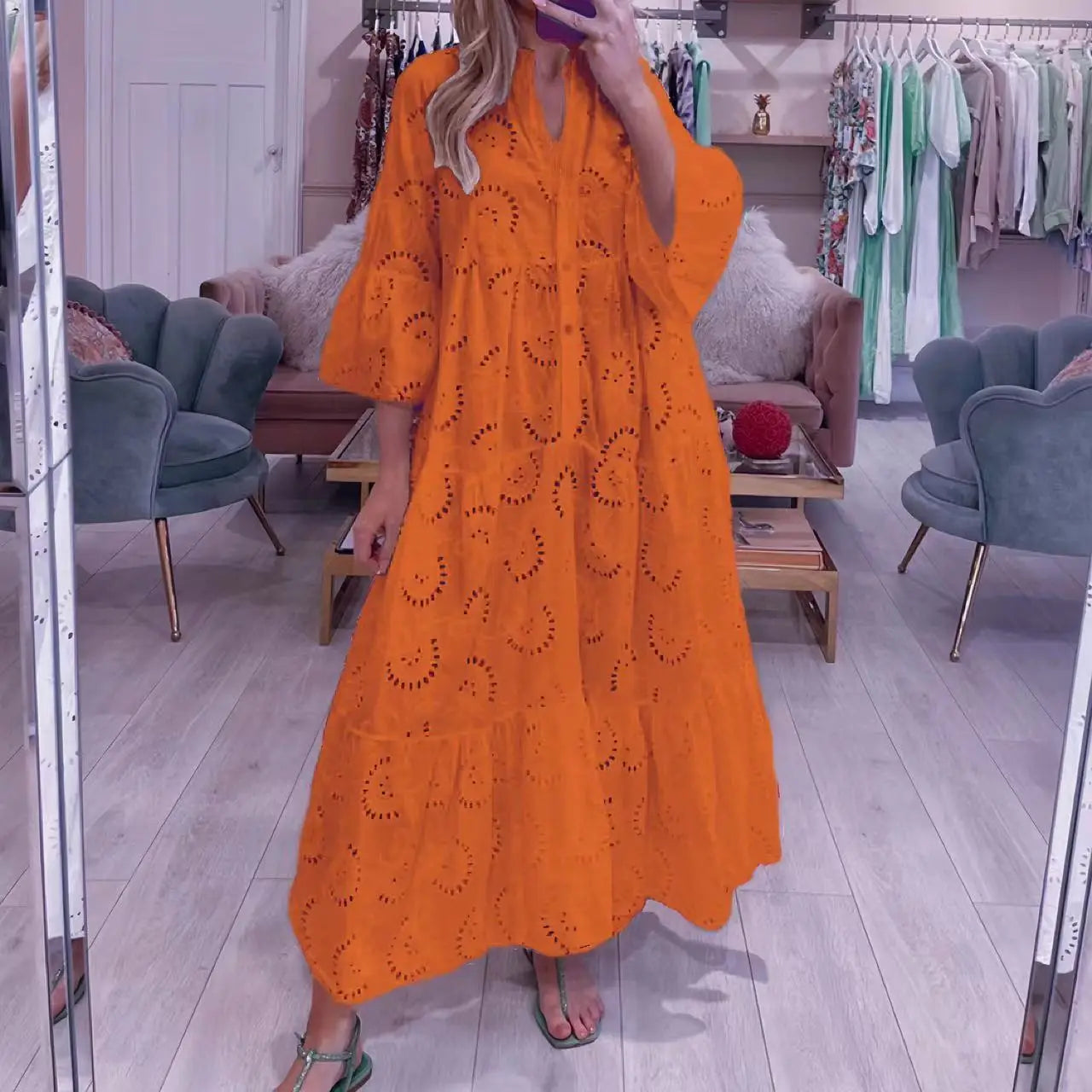 Grace | Embroidered V-Neck Maxi Dress