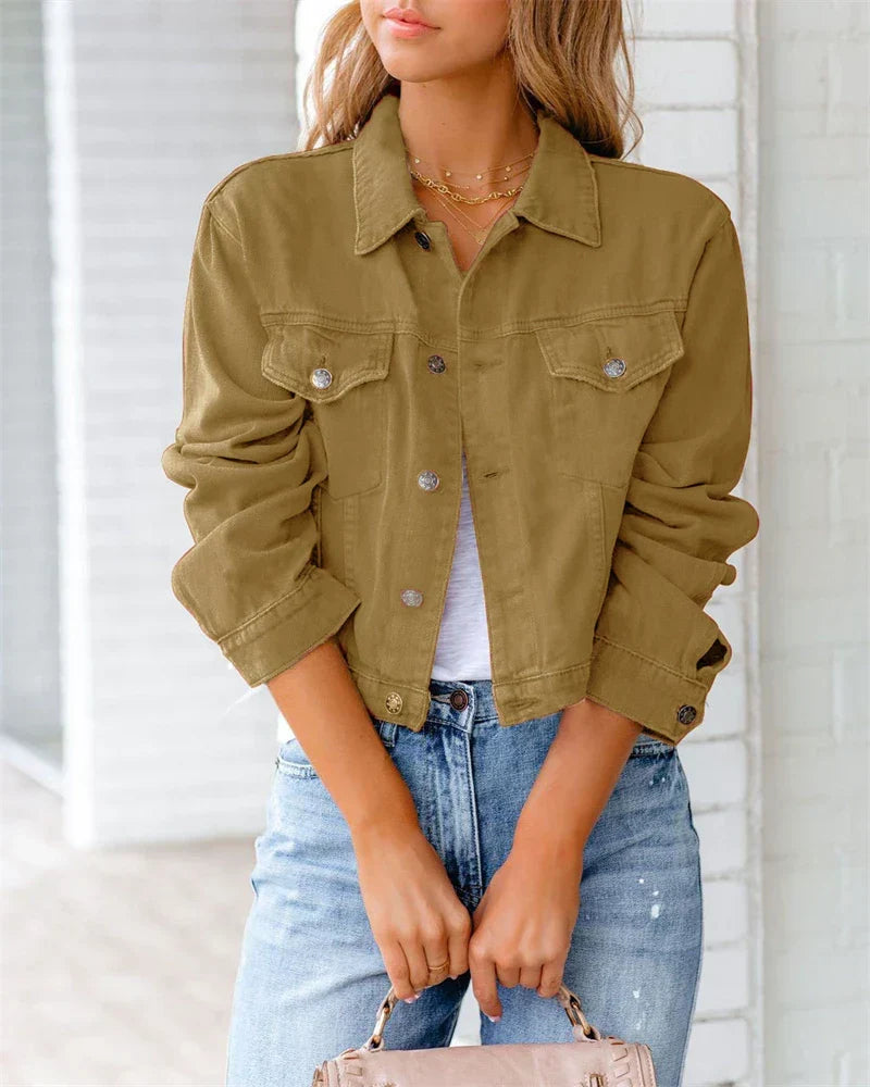 Isabella | Khaki Denim Jacket
