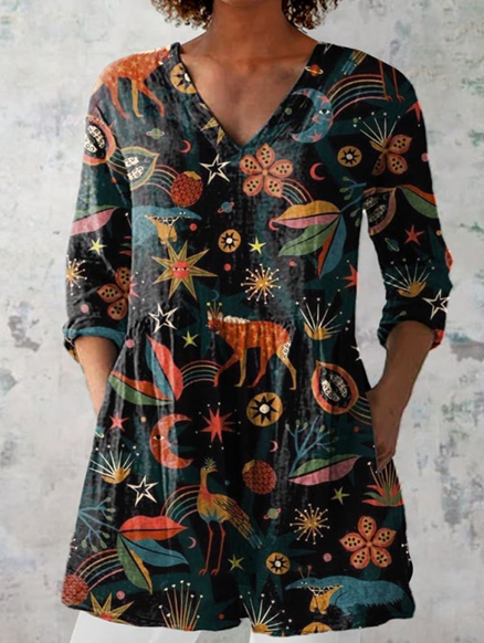 Adeline™ | Long Blouse with V-Neck