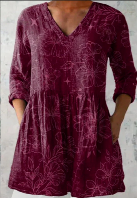 Florence™ | Long Blouse with V-Neck