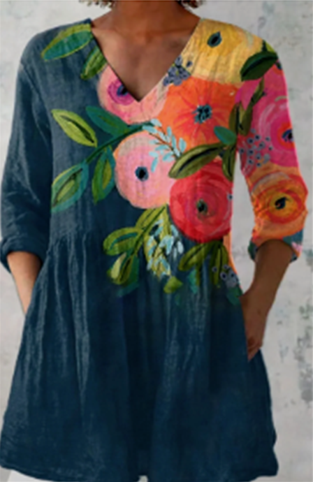 Genevieve™ | Long Blouse with V-Neck