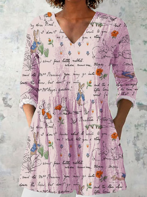Imogen™ | Long Blouse with V-Neck